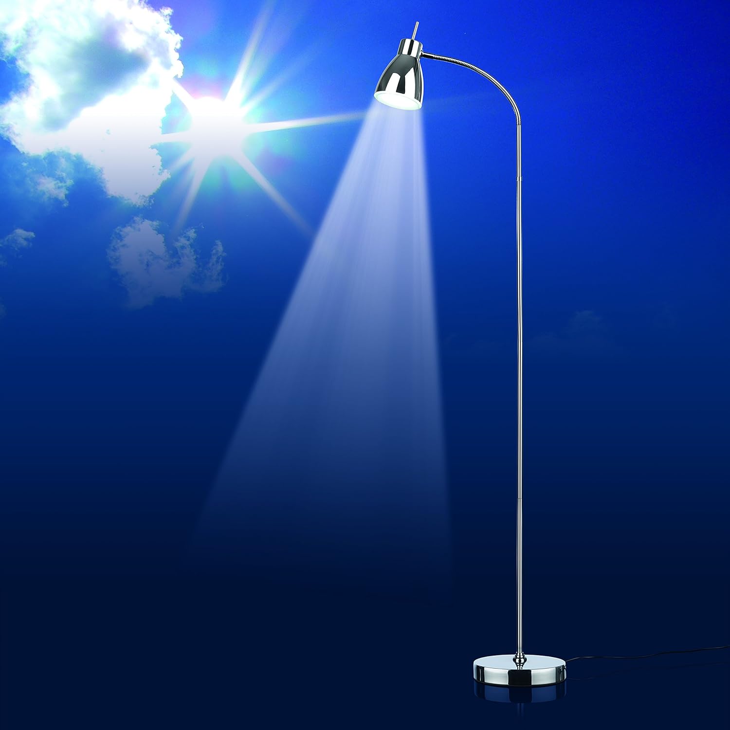 EASYmaxx 06470 LED-Standleuchte Daylight | Tageslichtlampe, Augenschonend, Energiesparend | flexibler Lampenhals, Silber — Ansicht 3