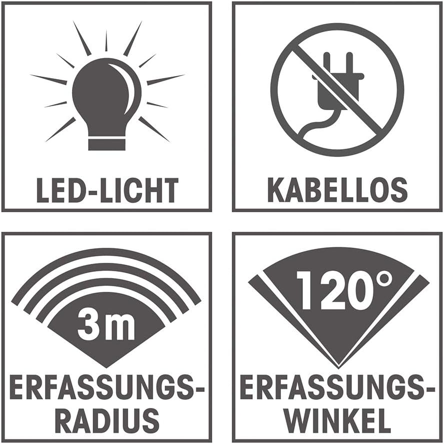 EASYmaxx 2 Wandleuchten mit Bewegungsmelder mit automatischem EIN- und Ausschalten | je 3 LEDs | Aufkleben oder Anbohren | 3 m Erfassungsradius [weiß] — Ansicht 6