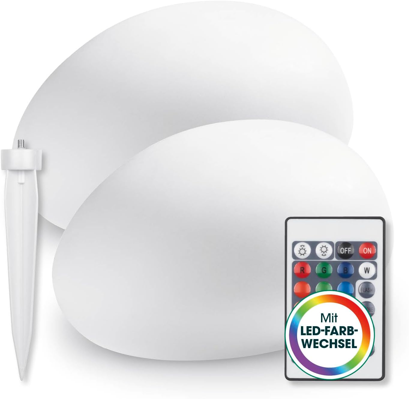 EASYmaxx 2er-Set LED Solarleuchte mit Farbwechsel | Deko Gartenleuchte mit LED Beleuchtung | Wunderschöne Lichteffekte mit Tageslichtsensor In & Outdoor | Gartendeko Witterungsbeständig IP67, Stein