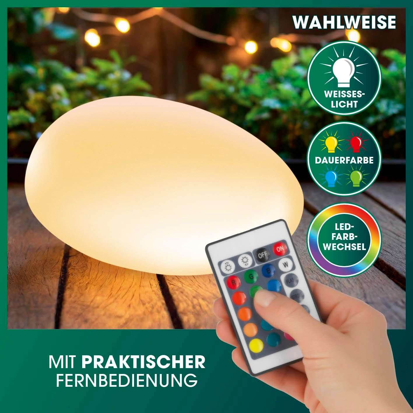 EASYmaxx 2er-Set LED Solarleuchte mit Farbwechsel | Deko Gartenleuchte mit LED Beleuchtung | Wunderschöne Lichteffekte mit Tageslichtsensor In & Outdoor | Gartendeko Witterungsbeständig IP67, Stein — Ansicht 6