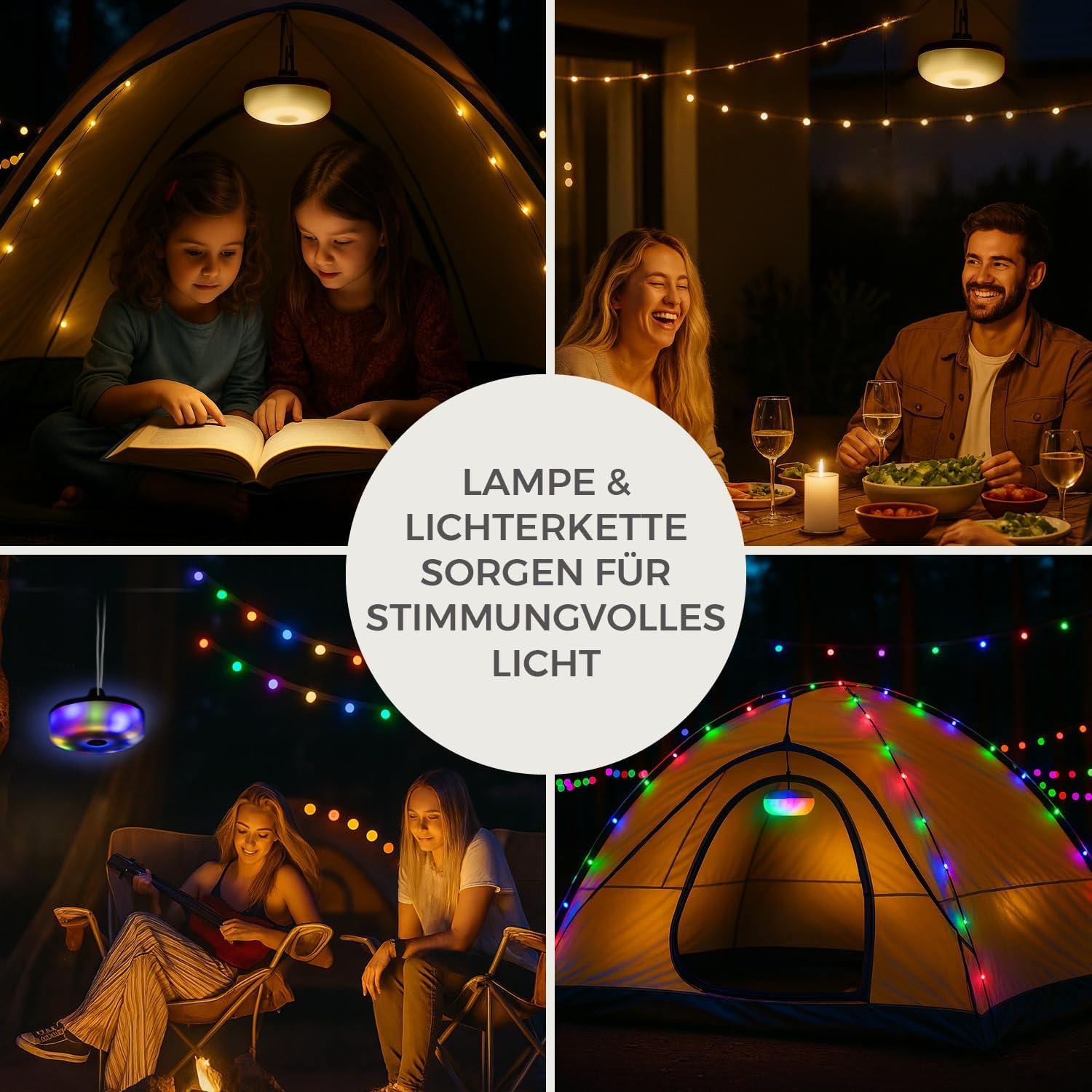 EASYmaxx 2in1 Outdoor Lichterkette aufrollbar für Garten und Camping | Lichterkette mit Aufroller & 5 Modi | Terrasse Lichterkette aufrollbar, kabellos und wiederaufladbar | Lichterkette mit 100 LEDs — Ansicht 6