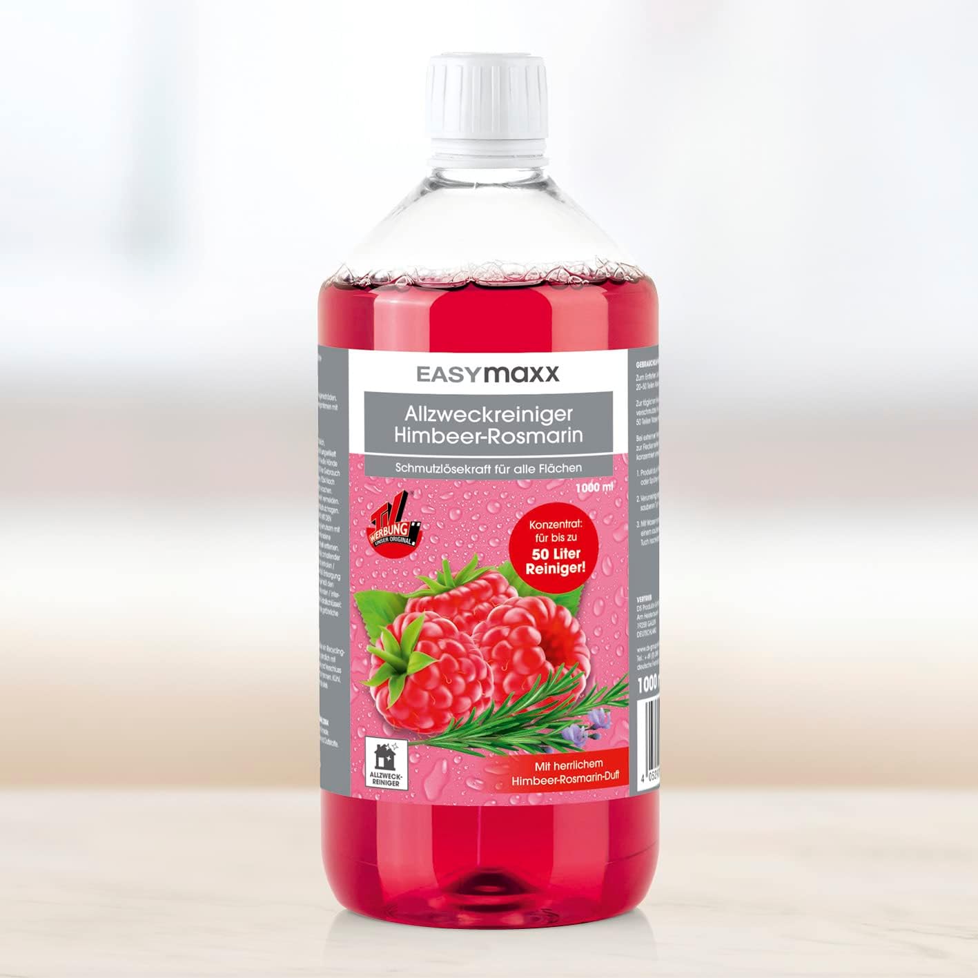EASYmaxx Allzweckreiniger Himbeer-Rosmarin | Reiniger-Konzentrat und Sprühflasche | Schmutzlösekraft für alle Flächen, ideal für Kochfelder, Grillroste, Backöfen u.v.m. [1000 ml] — Ansicht 4