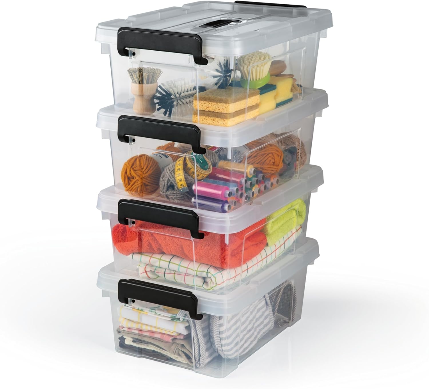 EASYmaxx Aufbewahrungsbox mit Deckel 4er-Set | Sicher verwahrbar dank Klick-Verschluss (8-tlg.) | Transparenter Organizer zum Verstauen | Idealer Haushalts- & Küchenhelfer - Vorratsdosen [BPA-frei] — Ansicht 2
