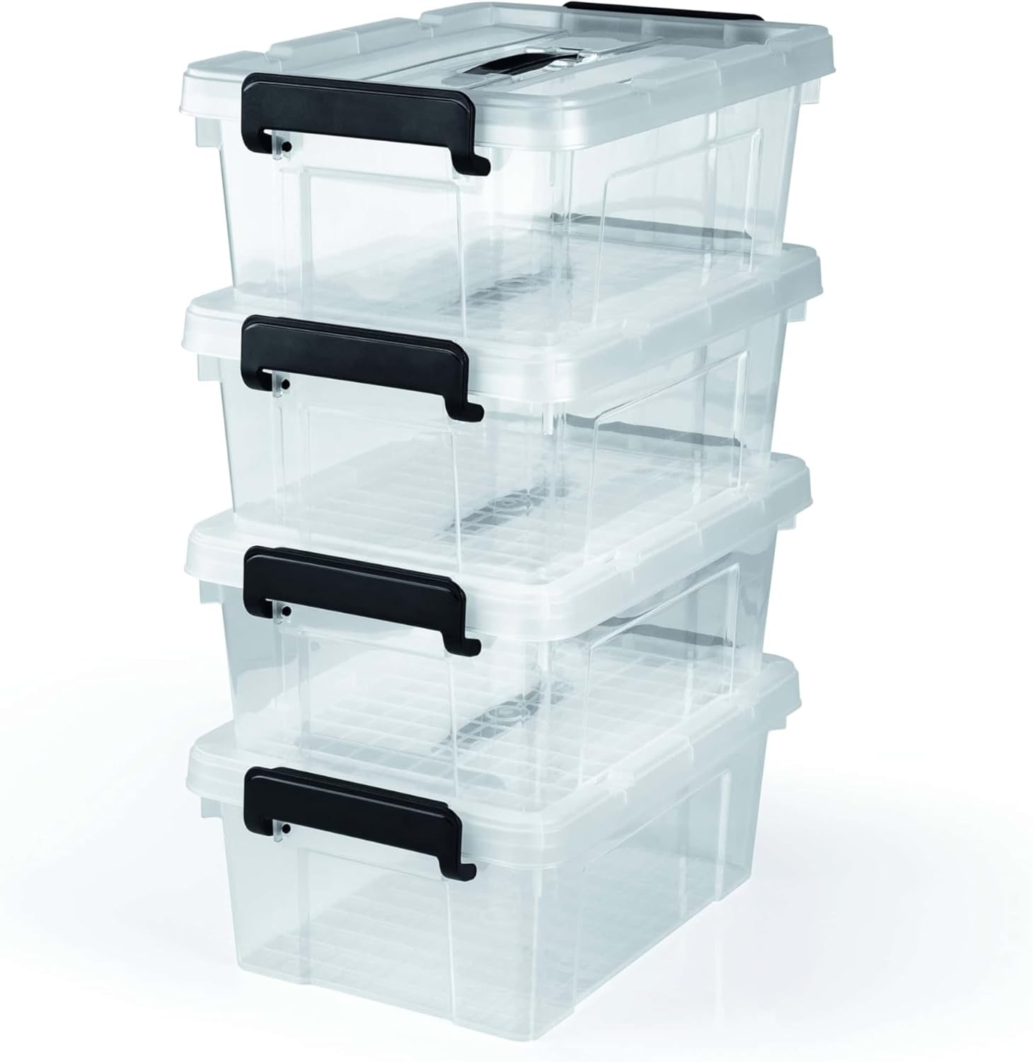 EASYmaxx Aufbewahrungsbox mit Deckel 4er-Set | Sicher verwahrbar dank Klick-Verschluss (8-tlg.) | Transparenter Organizer zum Verstauen | Idealer Haushalts- & Küchenhelfer - Vorratsdosen [BPA-frei] — Ansicht 3