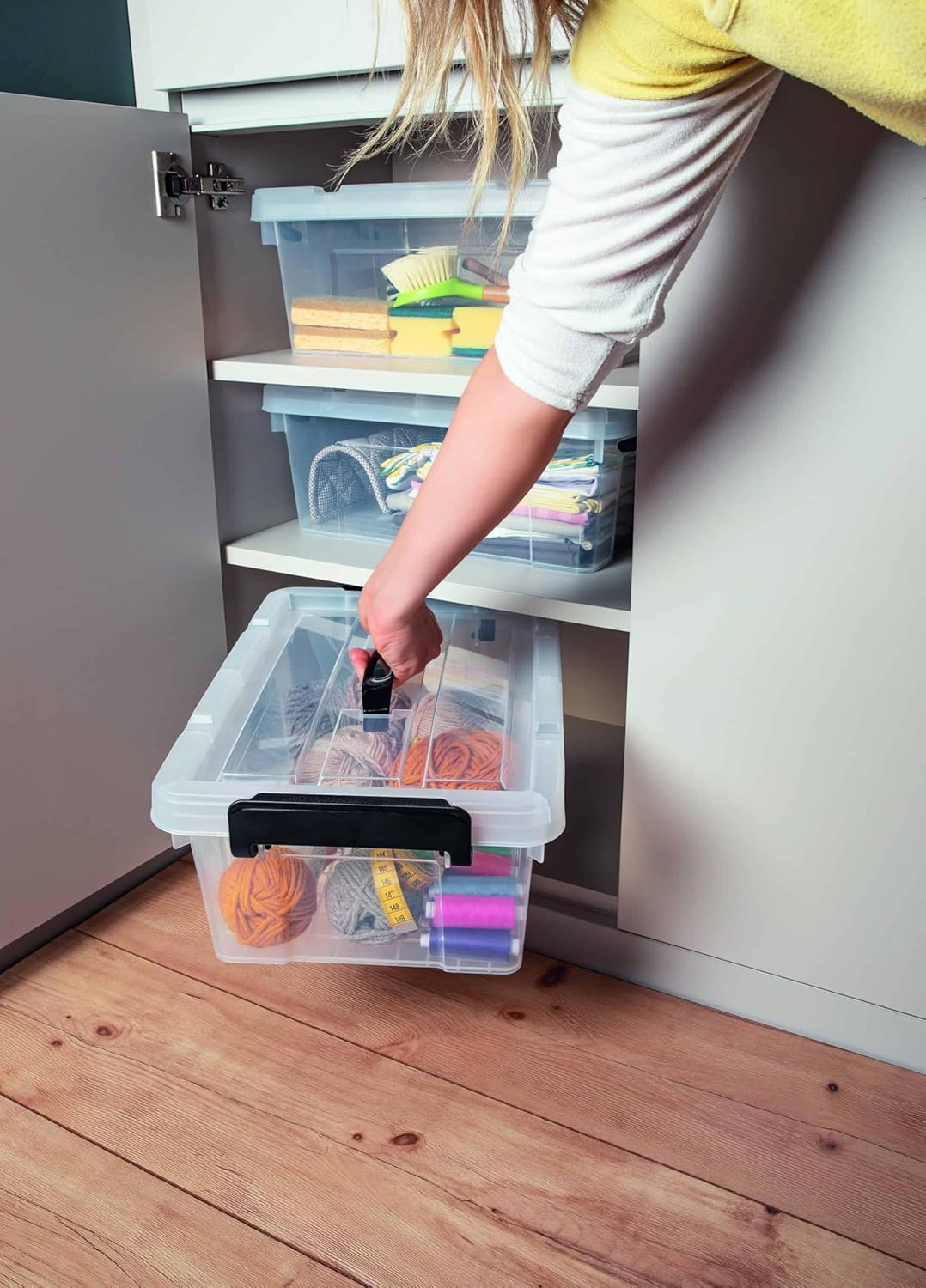 EASYmaxx Aufbewahrungsbox mit Deckel 4er-Set | Sicher verwahrbar dank Klick-Verschluss (8-tlg.) | Transparenter Organizer zum Verstauen | Idealer Haushalts- & Küchenhelfer - Vorratsdosen [BPA-frei] — Ansicht 5