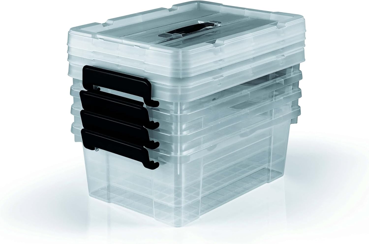 EASYmaxx Aufbewahrungsbox mit Deckel 4er-Set | Sicher verwahrbar dank Klick-Verschluss (8-tlg.) | Transparenter Organizer zum Verstauen | Idealer Haushalts- & Küchenhelfer - Vorratsdosen [BPA-frei]