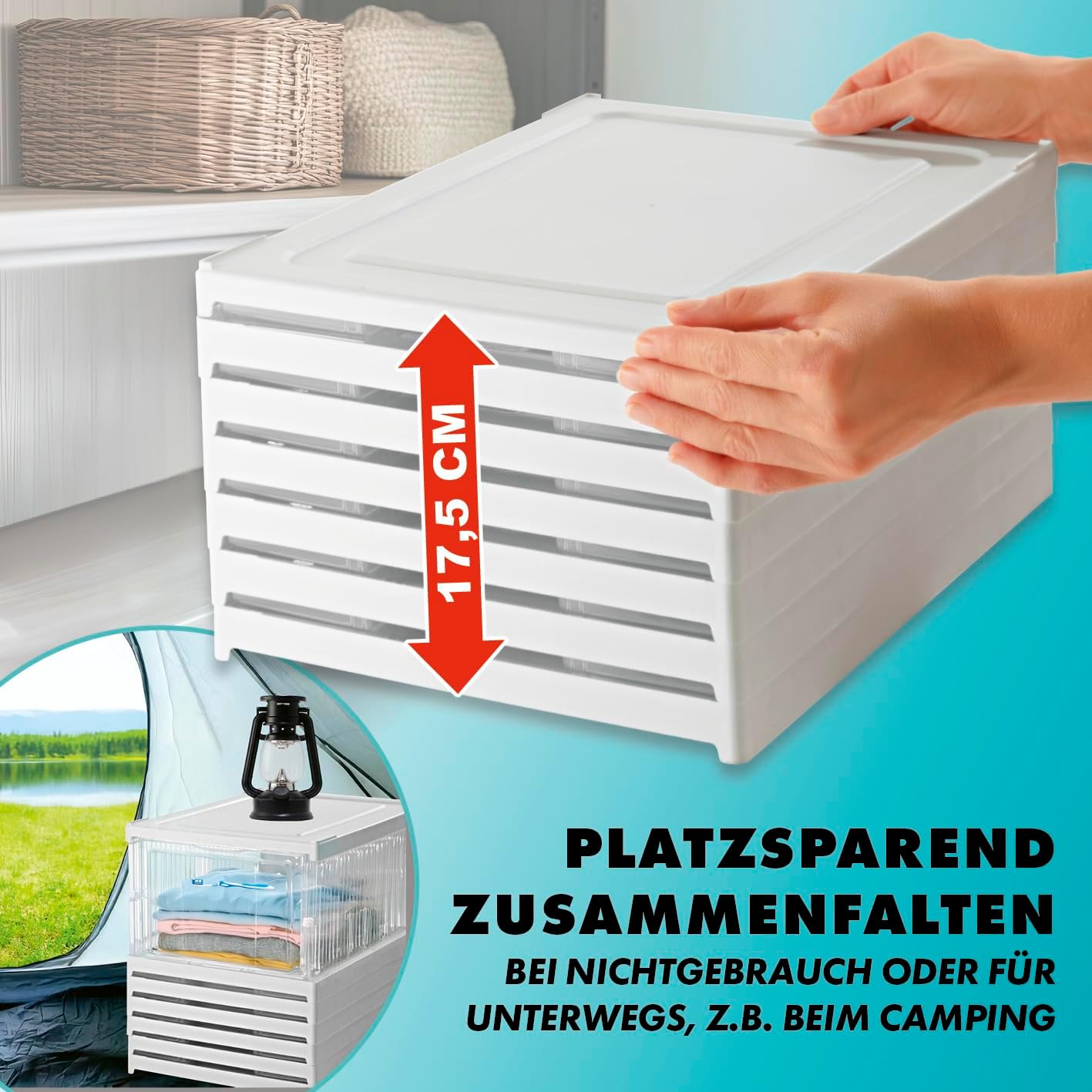 EASYmaxx faltbares Schuhregal mit durchsichtiger Front | 1-6 transparente Schuhboxen | Platzsparender Kunststoffschrank zum Auseinanderziehen | Ideal für Sneaker, Werkzeug u.v.m. | Einfacher Aufbau — Ansicht 5