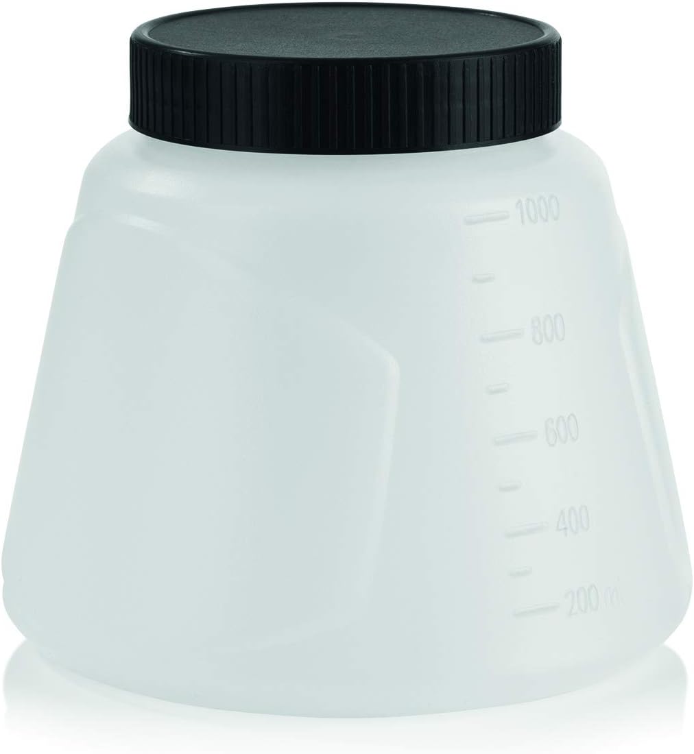 EASYmaxx Farbbehälter für Akku-Farbpistole (B07NQGLJK6) | Mit Deckel - perfekt zum Aufbewahren der Farbe | Leicht zu reinigen, auch als Messbecher verwendbar | Füllmenge: max. 1000 ml. [weiß]