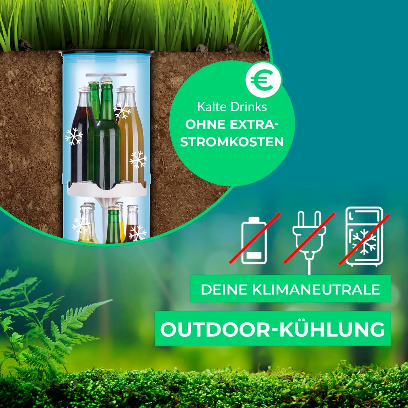EASYmaxx Flaschenkühler Outdoor | Erdloch- Bierkühler, Camping Kühlschrank, Flaschenkühlschrank | bis zu 15 Flaschen | Highlight im Garten, Outdoorküche und Terrasse — Ansicht 3