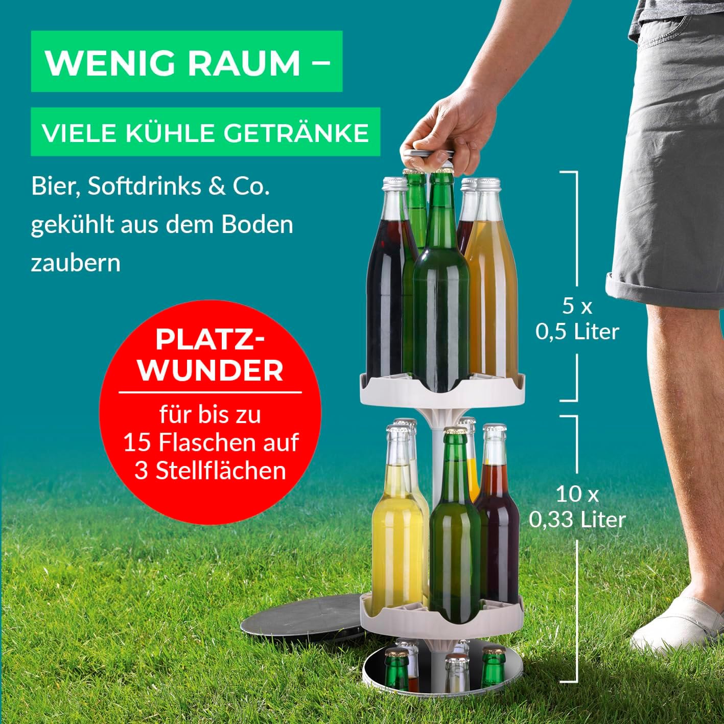 EASYmaxx Flaschenkühler Outdoor | Erdloch- Bierkühler, Camping Kühlschrank, Flaschenkühlschrank | bis zu 15 Flaschen | Highlight im Garten, Outdoorküche und Terrasse — Ansicht 5