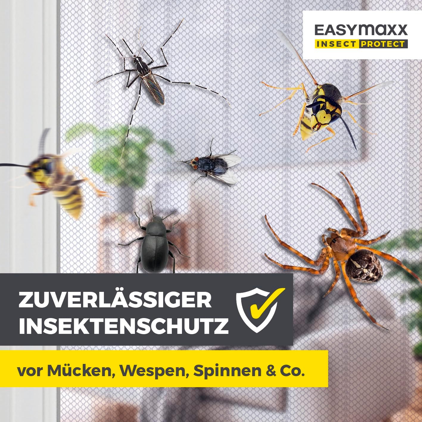 EASYmaxx Fliegengitter Tür mit Magnetverschluss | 100 x 210 cm - ideal für Balkontür, Kellertür & Terrassentür | Einfache Klebemontage ohne Bohren & Schrauben | Zuschneidbarer Insektenschutz [Weiß] — Ansicht 4