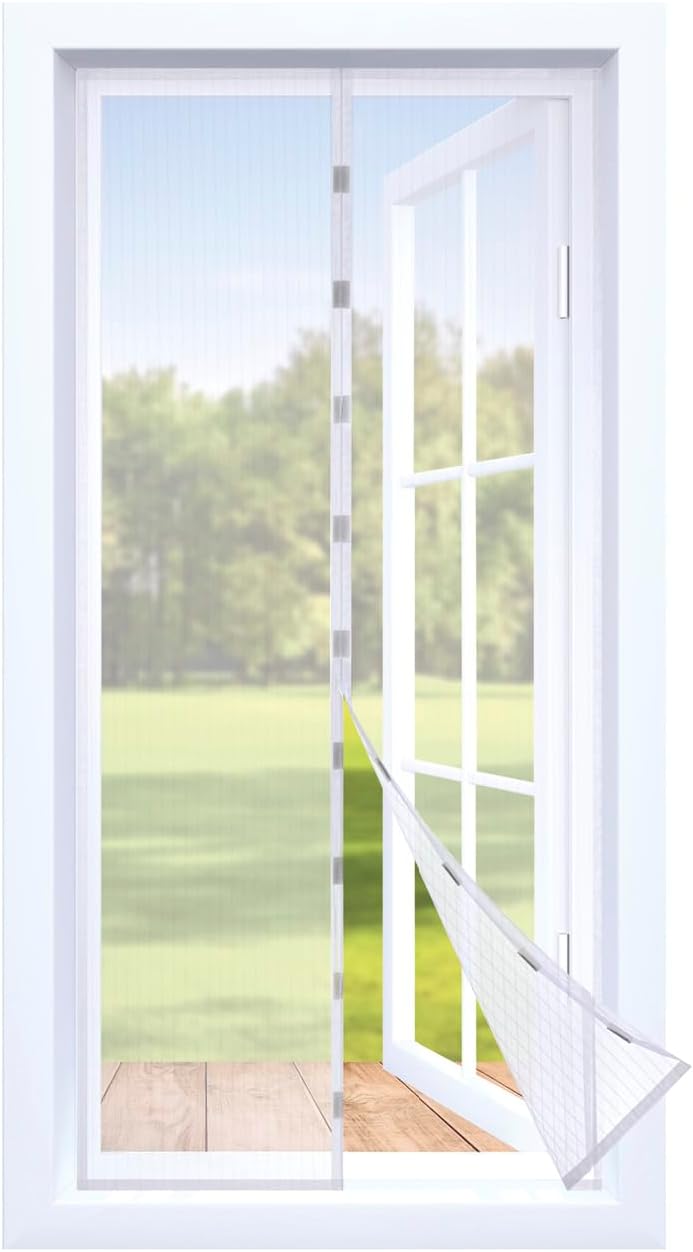 EASYmaxx Fliegengitter Tür mit Magnetverschluss | 100 x 210 cm - ideal für Balkontür, Kellertür & Terrassentür | Einfache Klebemontage ohne Bohren & Schrauben | Zuschneidbarer Insektenschutz [Weiß]