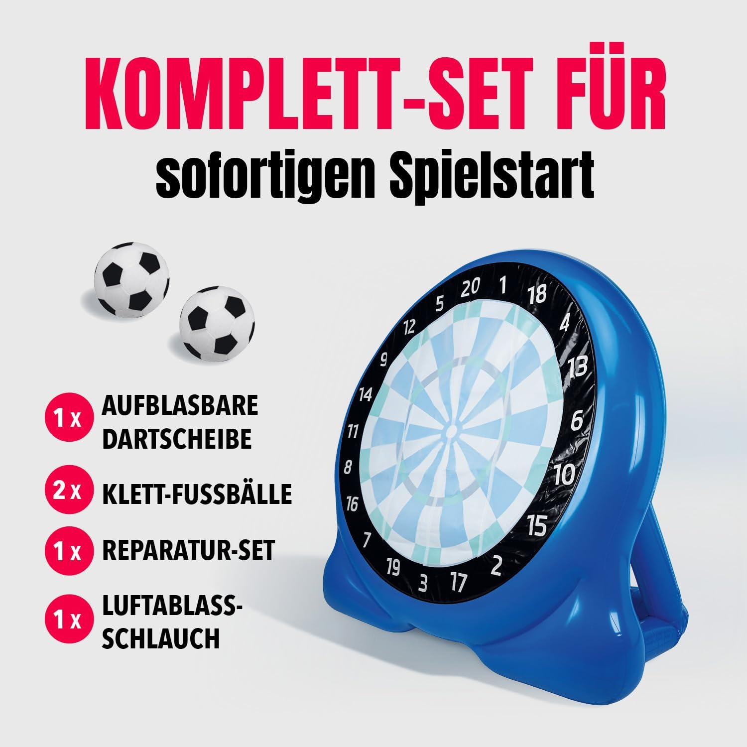 EASYmaxx Fussball Dart aufblasbar Outdoor Komplett-Set mit 2 Bällen, aufblasbare Dartscheibe Fußball mit 107 cm Trefferfläche | ab 6 Jahren | stabil mit Wasserkammer | für Garten, Unterwegs & Events — Ansicht 4