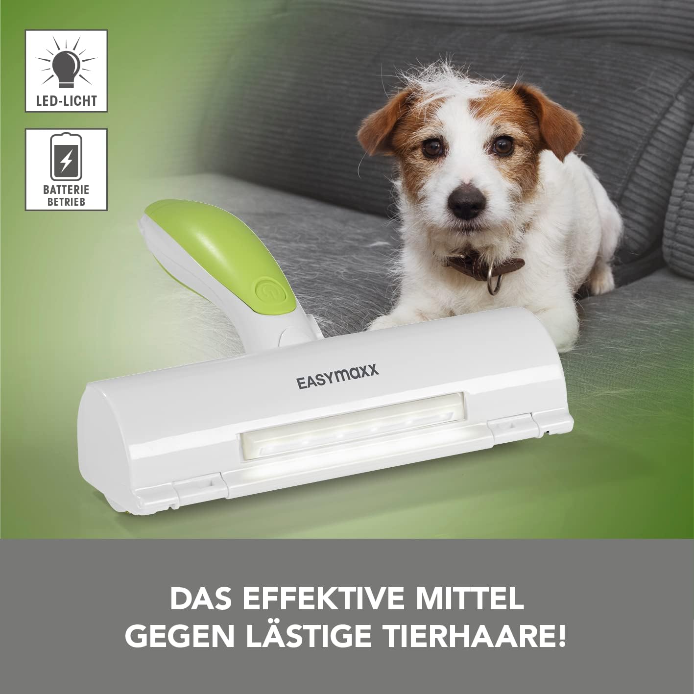 EASYmaxx Fusselrolle für Tierhaare mit integriertem Licht | Wiederverwendbare Fusselbürst für Hunde- & Katzenhaare | säubert schnell & effektiv das Sofa, Bett, Kleidung | großer Auffangbehälter [ABS] — Ansicht 2