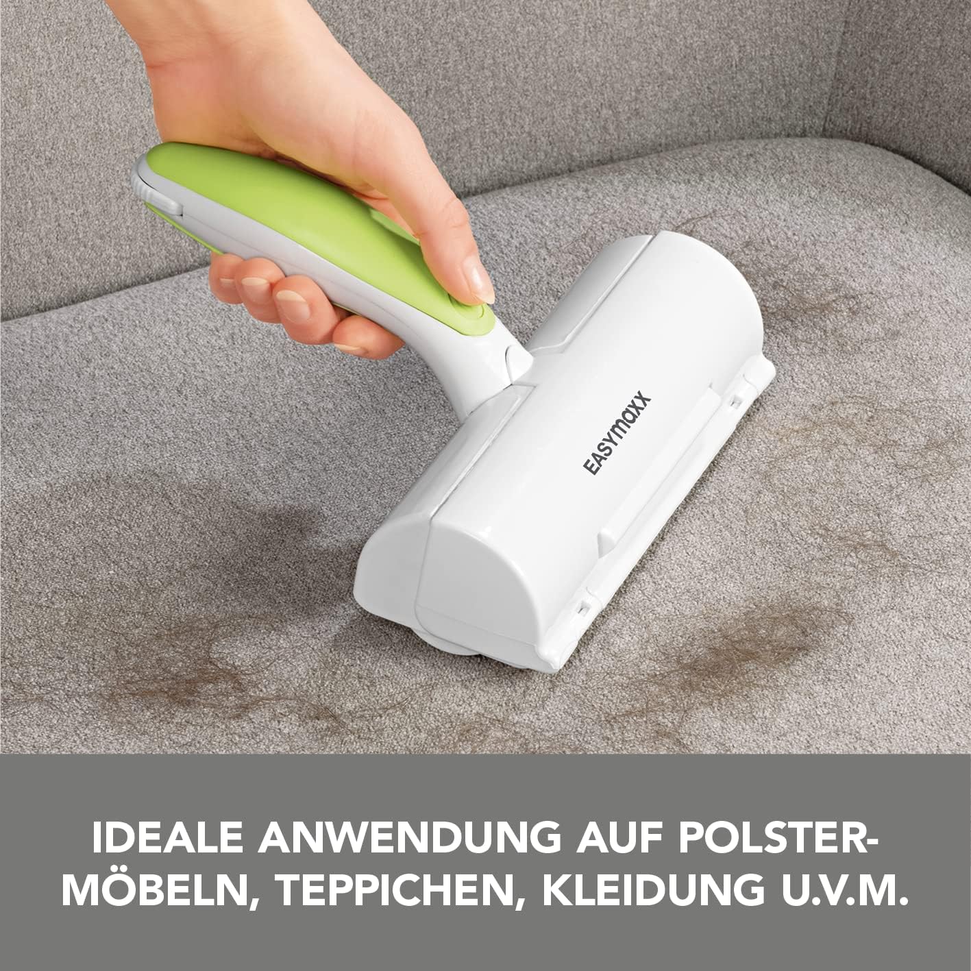EASYmaxx Fusselrolle für Tierhaare mit integriertem Licht | Wiederverwendbare Fusselbürst für Hunde- & Katzenhaare | säubert schnell & effektiv das Sofa, Bett, Kleidung | großer Auffangbehälter [ABS] — Ansicht 3