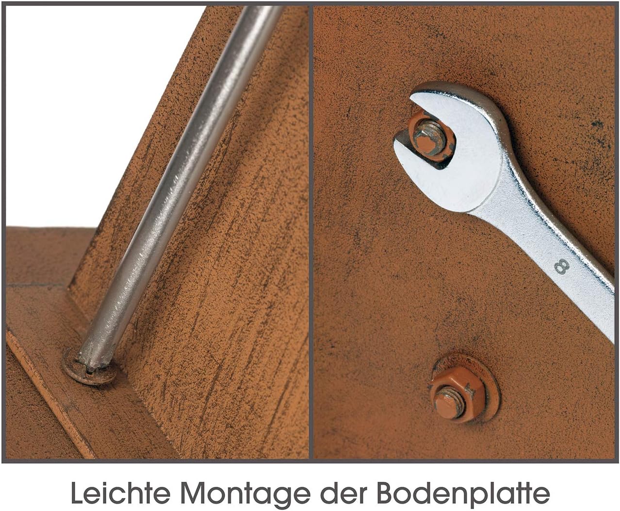 EASYmaxx Garten Deko Standschild - Willkommen | Gartensäule mit Spruch, Spruchschild aus Metall in Rostoptik | Wetterfestes Willkommen Schild für drinnen und draußen [77 cm Höhe] — Ansicht 6