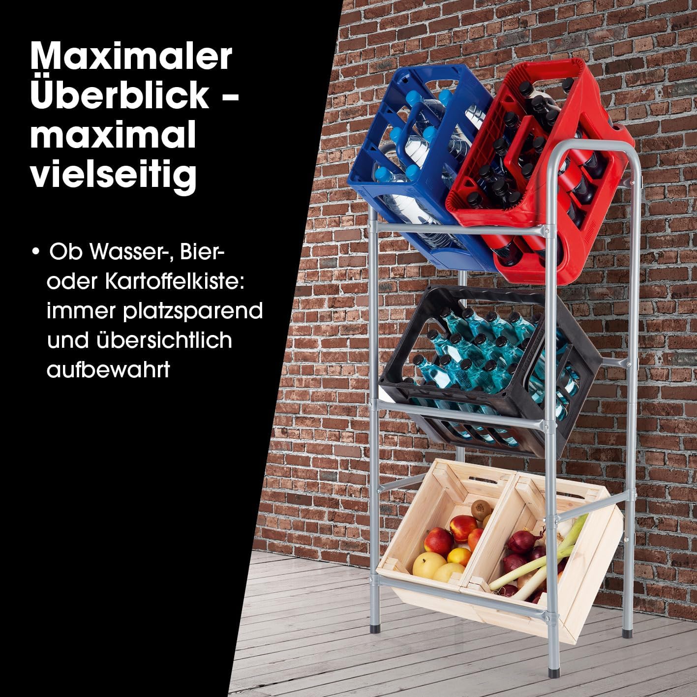 EASYmaxx Getränkekistenregal aus Metall für 3 Kästen 2er-Set | Platzsparende, praktische und organisierte Lagerung auf 3 Etagen | Kistenregal für Ordnung und Platz in Ihrem Zuhause — Ansicht 4