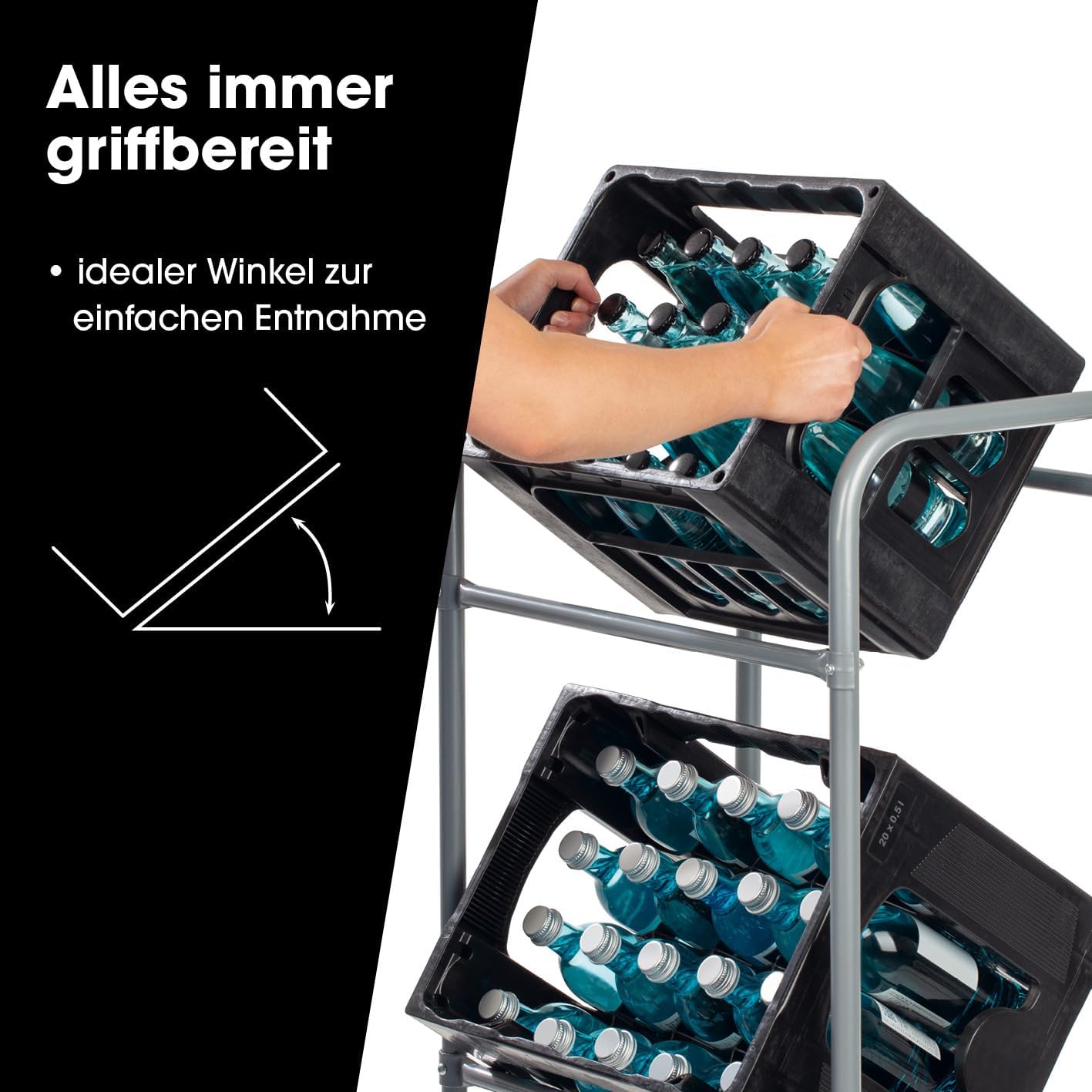 EASYmaxx Getränkekistenregal aus Metall für 3 Kästen 2er-Set | Platzsparende, praktische und organisierte Lagerung auf 3 Etagen | Kistenregal für Ordnung und Platz in Ihrem Zuhause — Ansicht 5
