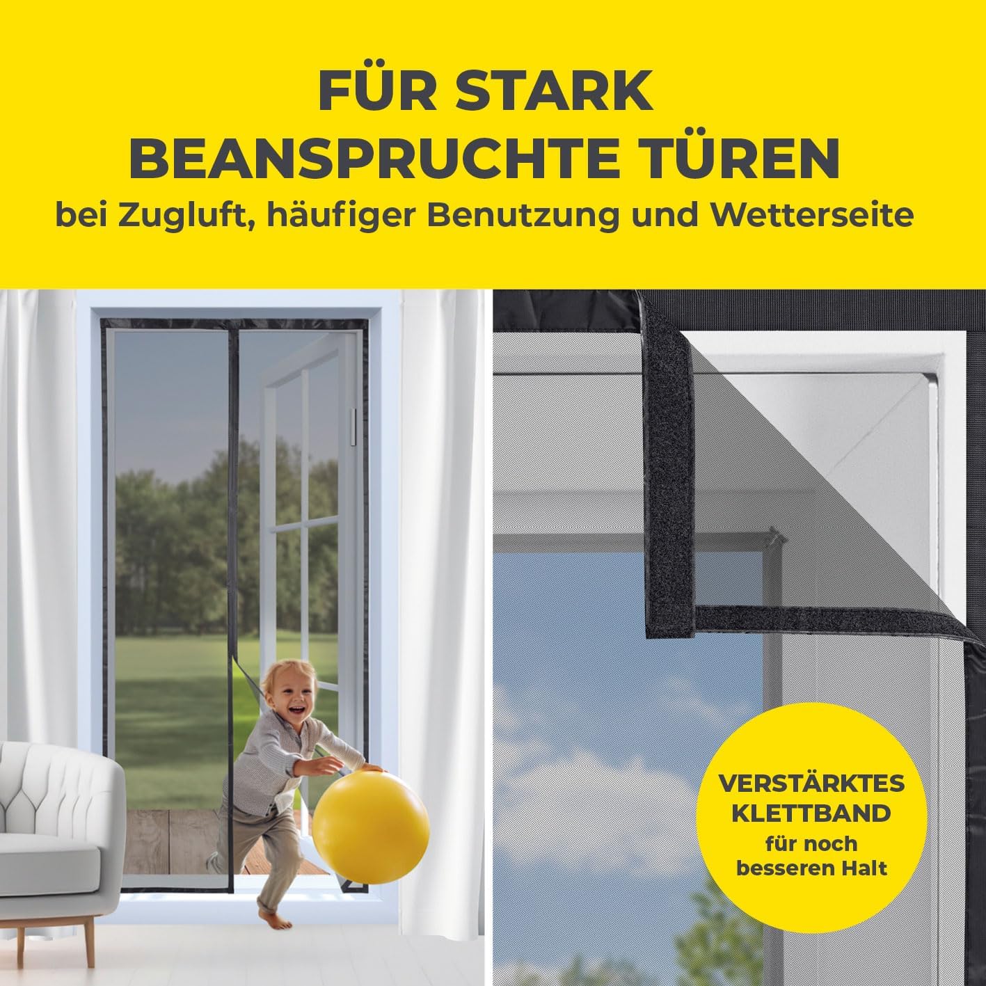 EASYmaxx Insect Protect Insektenschutzvorhang 100 x 210 cm | mit XXL-Magnetbändern | Fliegengitter Tür | Balkontür | Insektenschutz | Magnet | Fliegenvorhang — Ansicht 3