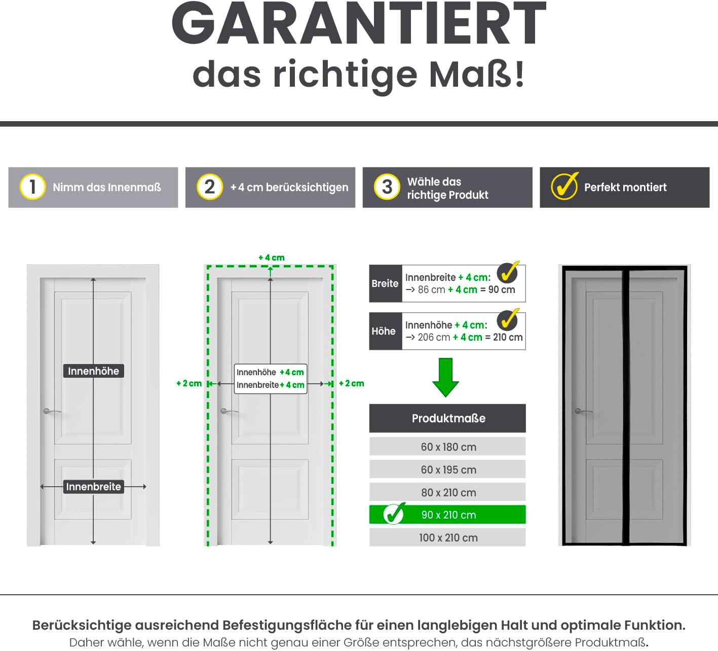 EASYmaxx Insect Protect Insektenschutzvorhang 100 x 210 cm | mit XXL-Magnetbändern | Fliegengitter Tür | Balkontür | Insektenschutz | Magnet | Fliegenvorhang — Ansicht 4