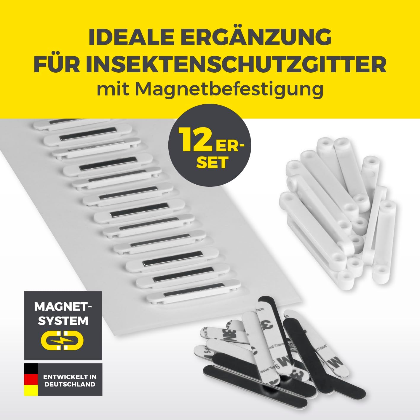 EASYmaxx Insect Protect Magnete zum Kleben für Insektenschutzgitter | Magnetplättchen selbstklebend | 12 Magnete selbstklebend für Fliegengitter Fenster | Moskitonetz Magnet — Ansicht 2