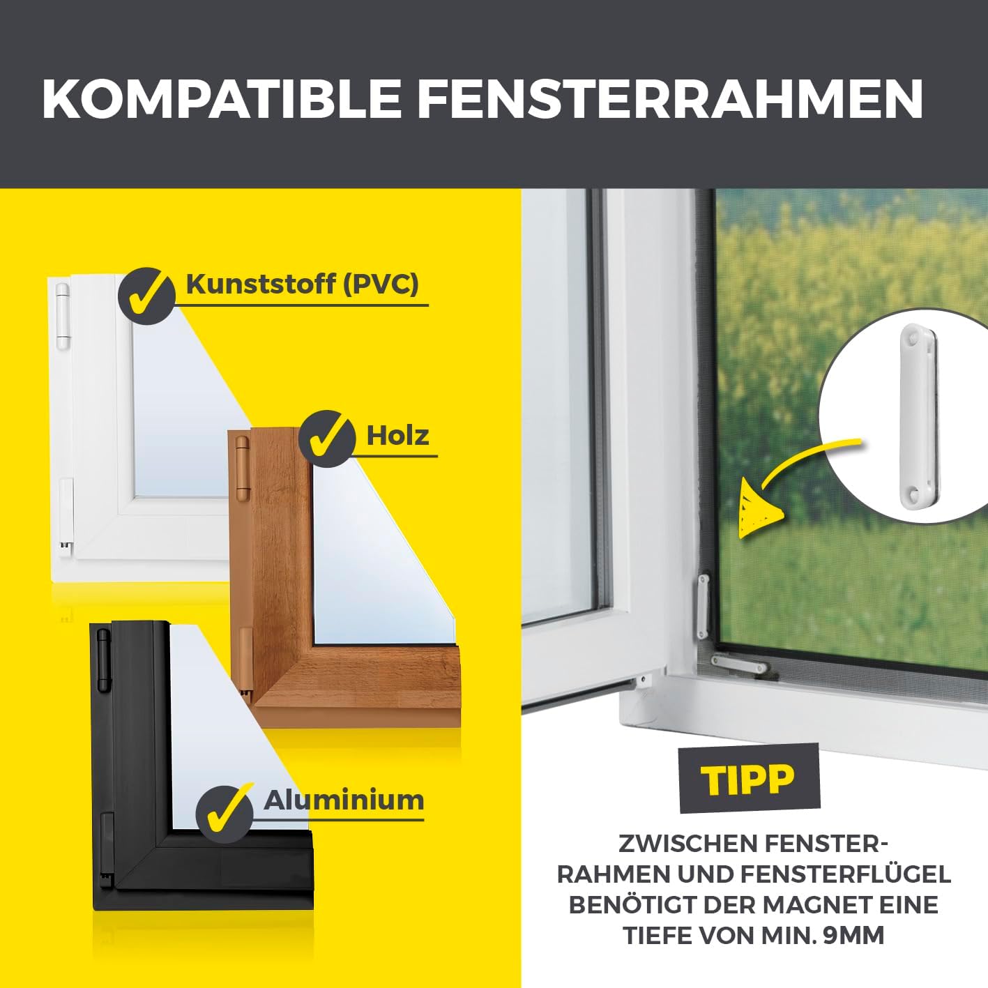EASYmaxx Insect Protect Magnete zum Kleben für Insektenschutzgitter | Magnetplättchen selbstklebend | 12 Magnete selbstklebend für Fliegengitter Fenster | Moskitonetz Magnet — Ansicht 5