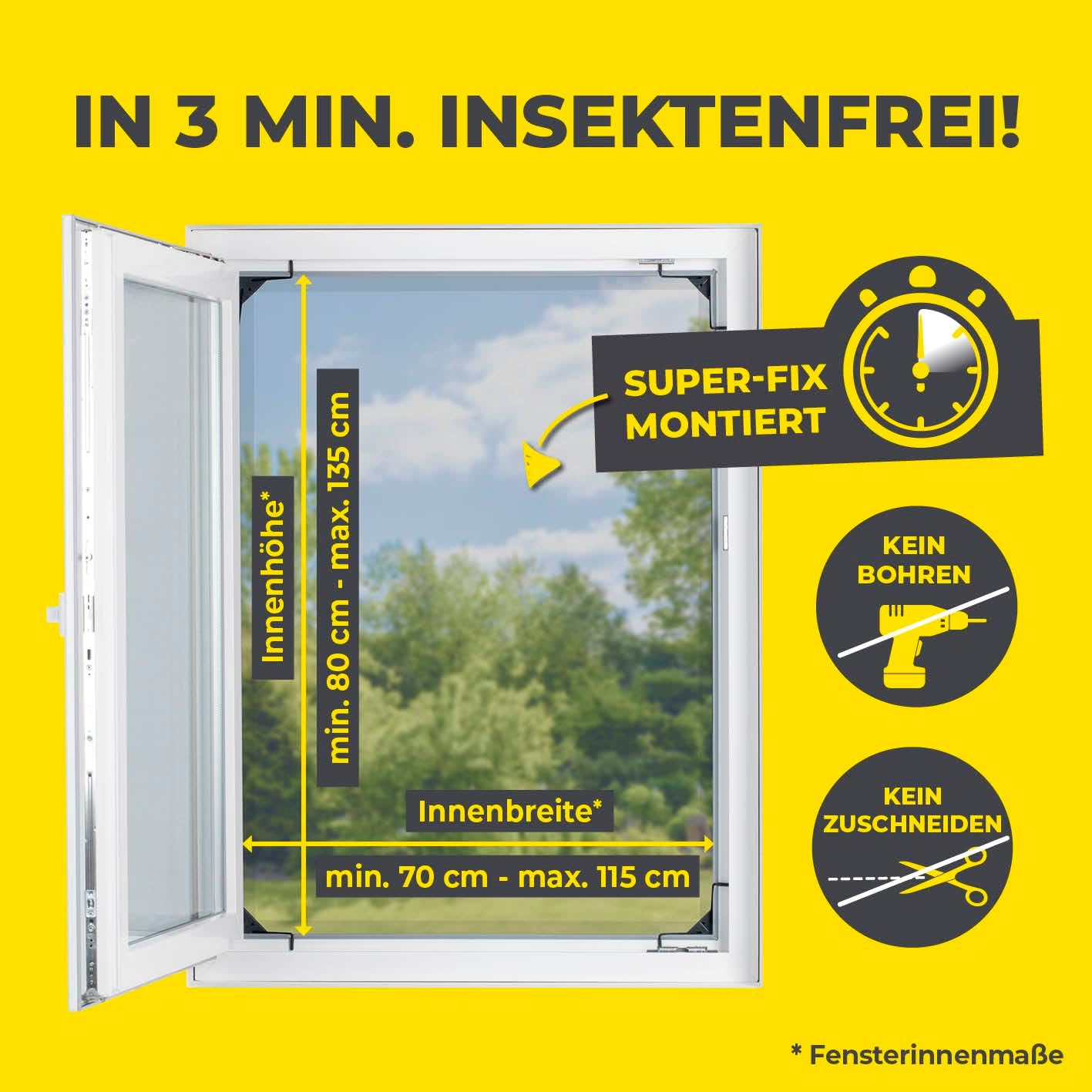 EASYmaxx Insect Protect | Teleskop-Insektenschutzgitter | Fliegengitter Fenster | mit vormontierten Rahmen | ausziehbarer Insektenschutz | integriertes Moskitonetz | anthrazit — Ansicht 4