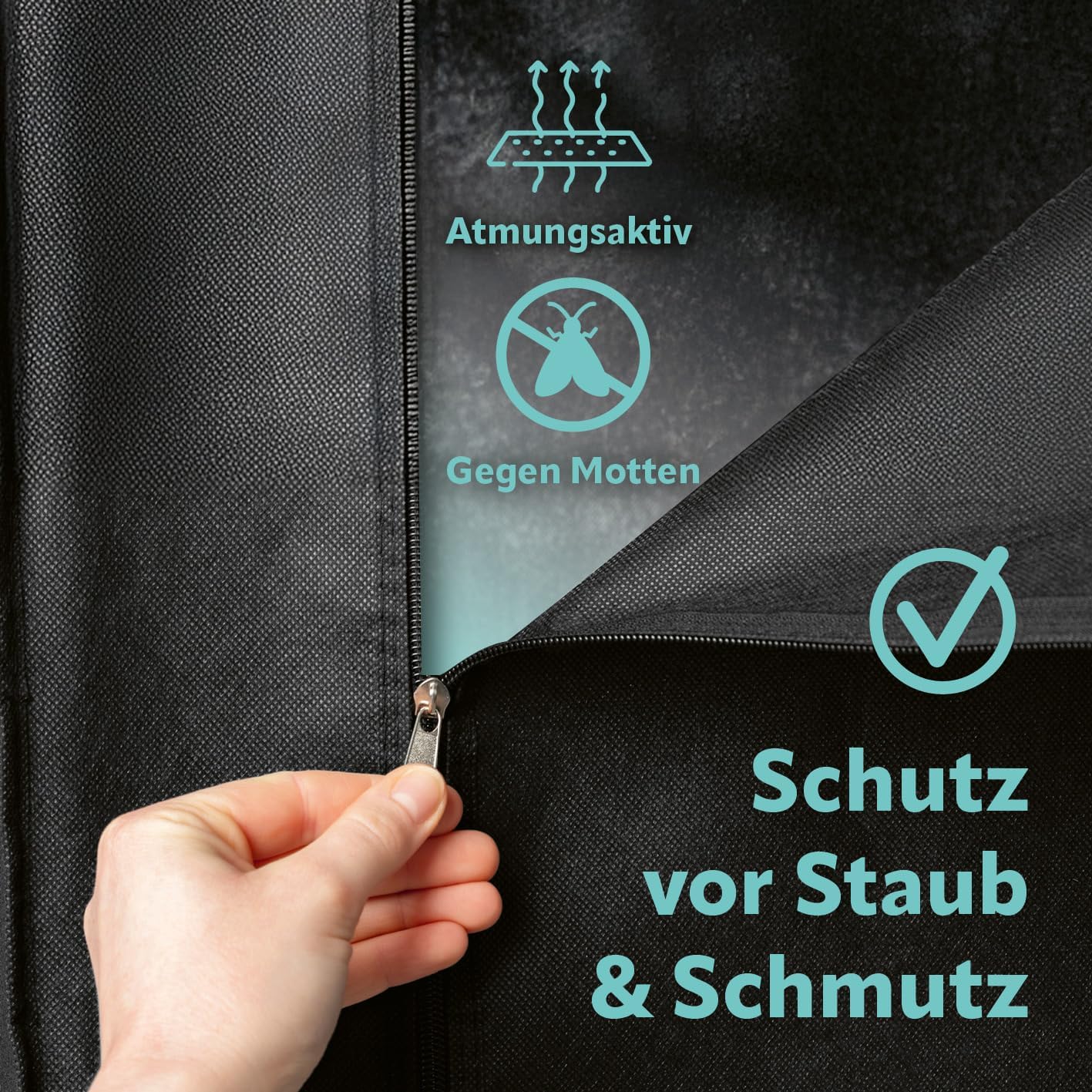 EASYmaxx Kleiderschrank | Faltbarer Stoffschrank mit Reißverschluss & Kleiderstange | Stoffkleiderschrank – ideal als Campingschrank oder mobiler Kleiderschrank zu Hause | Kleiderständer modular — Ansicht 3