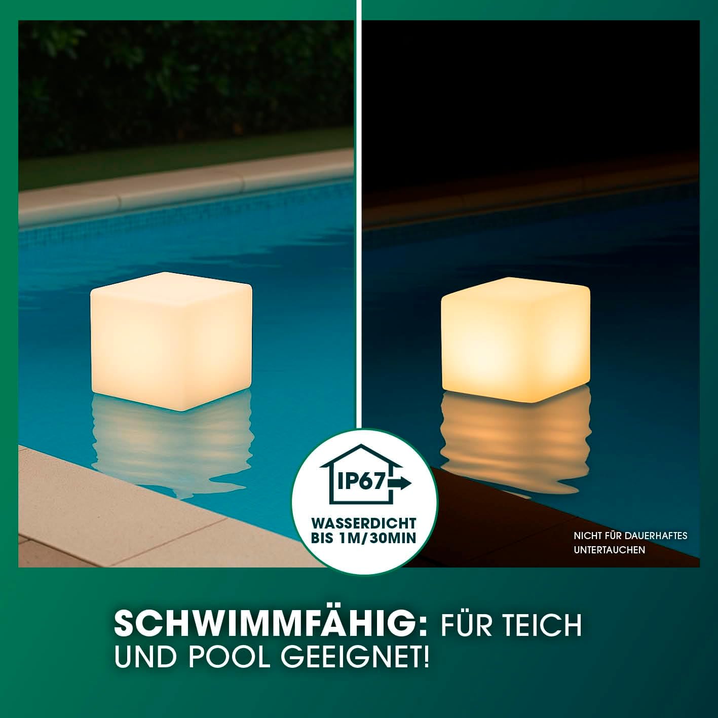 EASYmaxx LED Solarleuchte mit Fernbedienung | kaltweiße Leuchten mit Solarbetrieb & Farbwechsel | dimmbare Helligkeitsstufen, 12 Farben, 5 Leuchtmodi | inklusive Erdspieß & Dämmungssensor | Würfelform — Ansicht 4