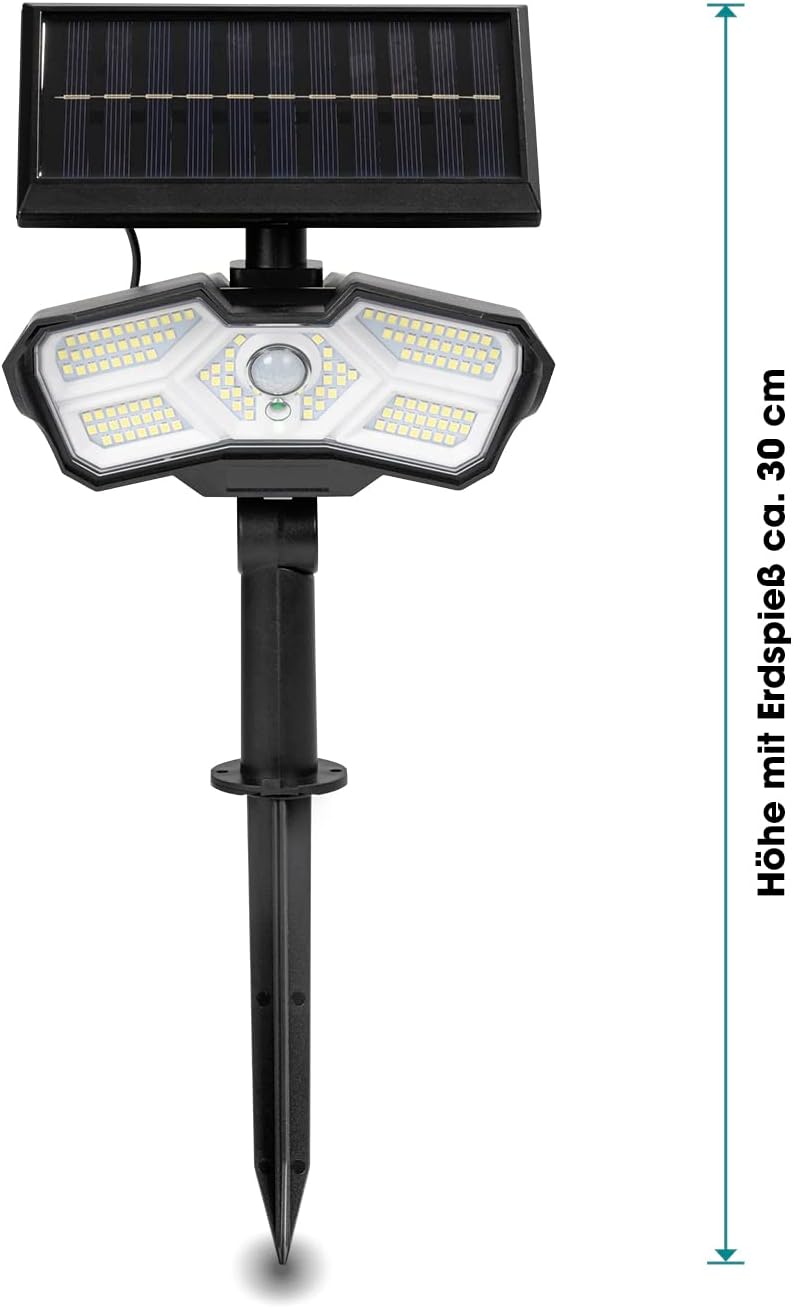 EASYmaxx LED-Solarstrahler für außen mit Bewegungsmelder | Solarleuchte | Flexibel positionierbar | 3 verstellbare Modi | Fernbedienung inklusive [Schwarz] — Ansicht 5