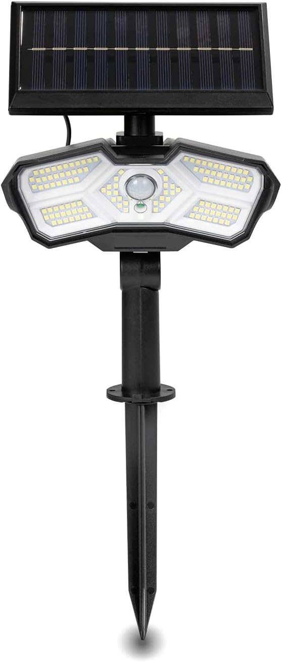 EASYmaxx LED-Solarstrahler für außen mit Bewegungsmelder | Solarleuchte | Flexibel positionierbar | 3 verstellbare Modi | Fernbedienung inklusive [Schwarz]