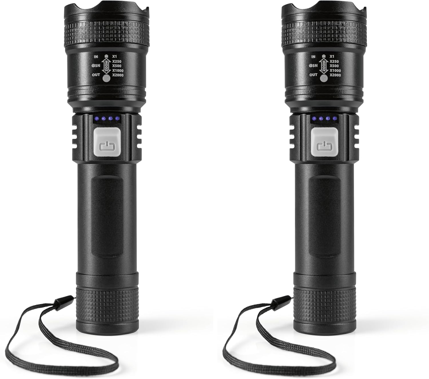 EASYmaxx LED Taschenlampe wiederaufladbar mit USB-C & Zoom | 3 Lichtmodi, extra hell, lange Laufzeit & spritzwassergeschützt |für Camping, Haushalt, Auto & unterwegs (Packung mit 2)