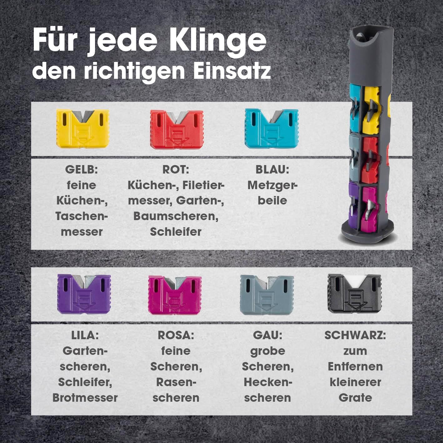 EASYmaxx Messerschärfer und 6 Schärfeinsätze | Werkzeugschärfer zum Schärfen | Messerschleifer für Messer, Werkzeug, Gartengeräte & Co. | Mehrzweck, tragbar & leichte Handhabung — Ansicht 3