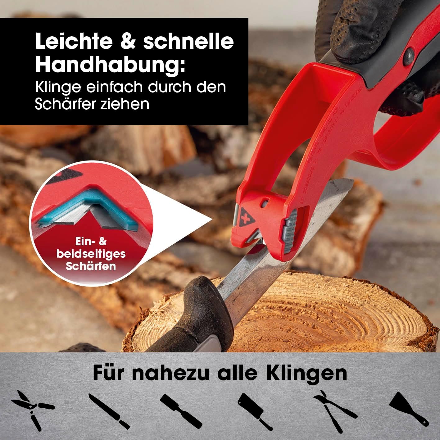 EASYmaxx Messerschärfer und 6 Schärfeinsätze | Werkzeugschärfer zum Schärfen | Messerschleifer für Messer, Werkzeug, Gartengeräte & Co. | Mehrzweck, tragbar & leichte Handhabung — Ansicht 4