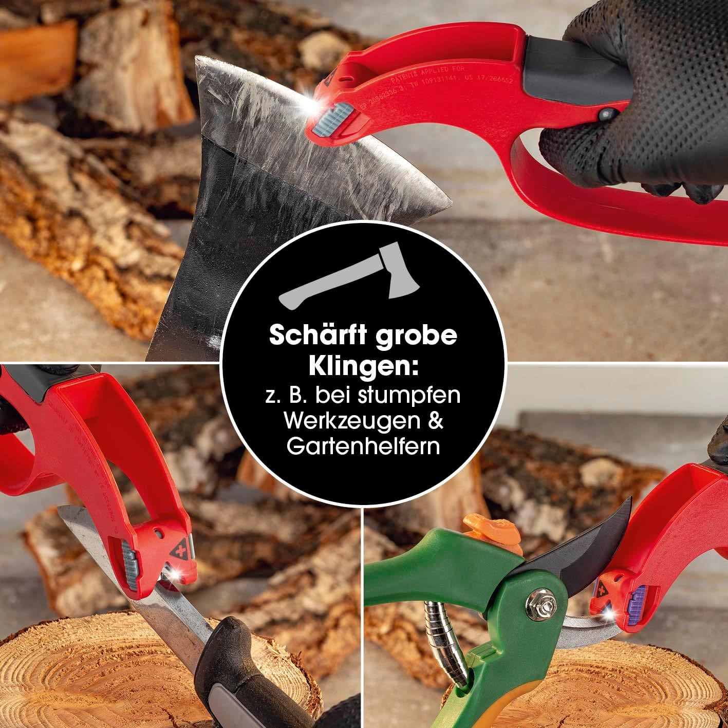 EASYmaxx Messerschärfer und 6 Schärfeinsätze | Werkzeugschärfer zum Schärfen | Messerschleifer für Messer, Werkzeug, Gartengeräte & Co. | Mehrzweck, tragbar & leichte Handhabung — Ansicht 6