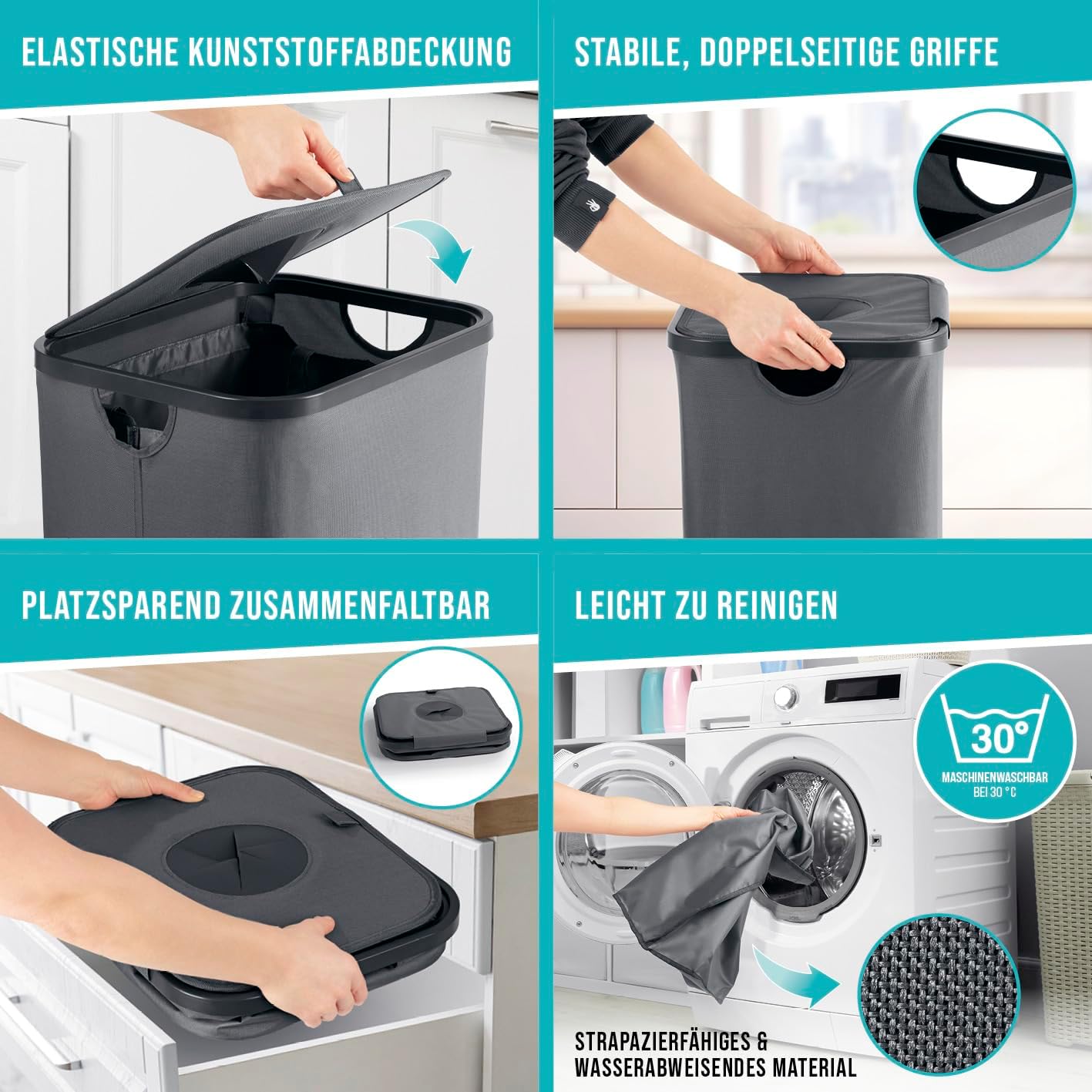 EASYmaxx Pfandflaschen Sammelbehälter 100 L mit 2 herausnehmbaren Tragetaschen | Flaschen Aufbewahrung für Altglas & Leergut | Behälter für Leergut | Flaschensammler für Küche & Abstellraum — Ansicht 3