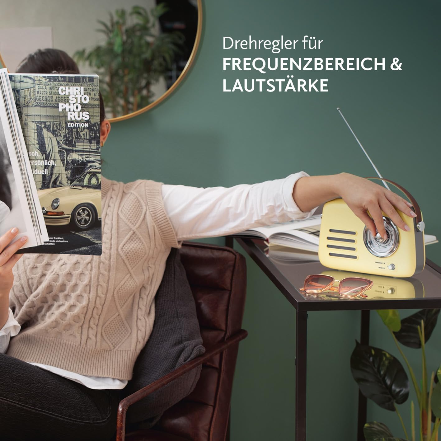 EASYmaxx Retro-Radio & Lautsprecher | Bluetooth Speaker für unterwegs und zu Hause | Elegantes & kabelloses Vintage-Design kombiniert mit moderner Akustik | Per USB-C aufladbar [Vanille] — Ansicht 4