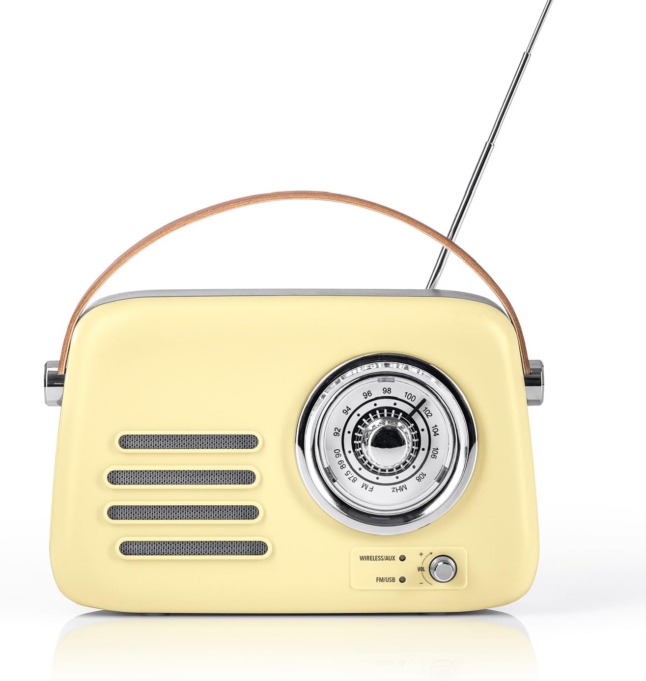 EASYmaxx Retro-Radio & Lautsprecher | Bluetooth Speaker für unterwegs und zu Hause | Elegantes & kabelloses Vintage-Design kombiniert mit moderner Akustik | Per USB-C aufladbar [Vanille]