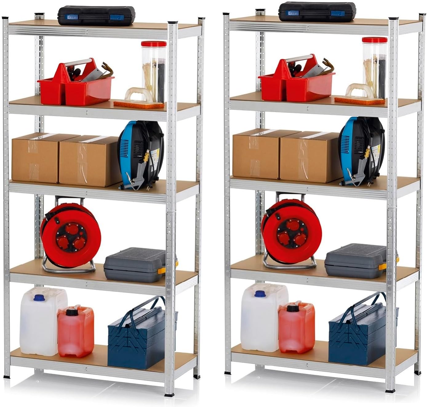 EASYmaxx Schwerlastregal 2er-Set 180x90x40 cm | 1750 kg Traglast, 175 kg pro Ebene | Regal und Werkbank | Kellerregal, Lagerregal mit 10 verstellbaren Ablagen | Keller, Garage, Hobbyraum, Werkstatt