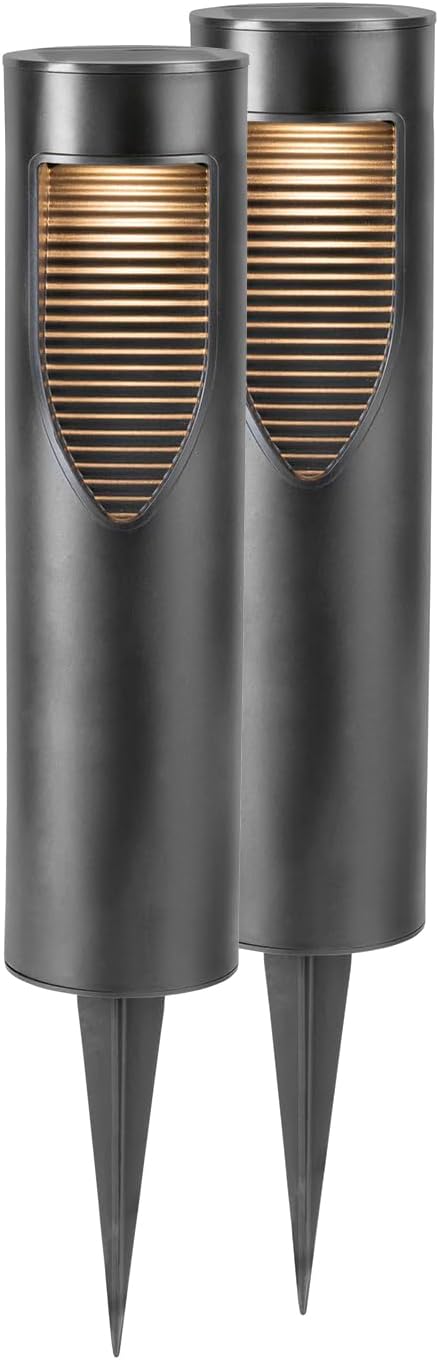 EASYmaxx Solar-Bodenleuchte für den Garten | Kabellolse Outdoor-Lampen für den Außenbereich - wetterbeständig | Wegleuchten mit Tageslichtsensor [2er Set]