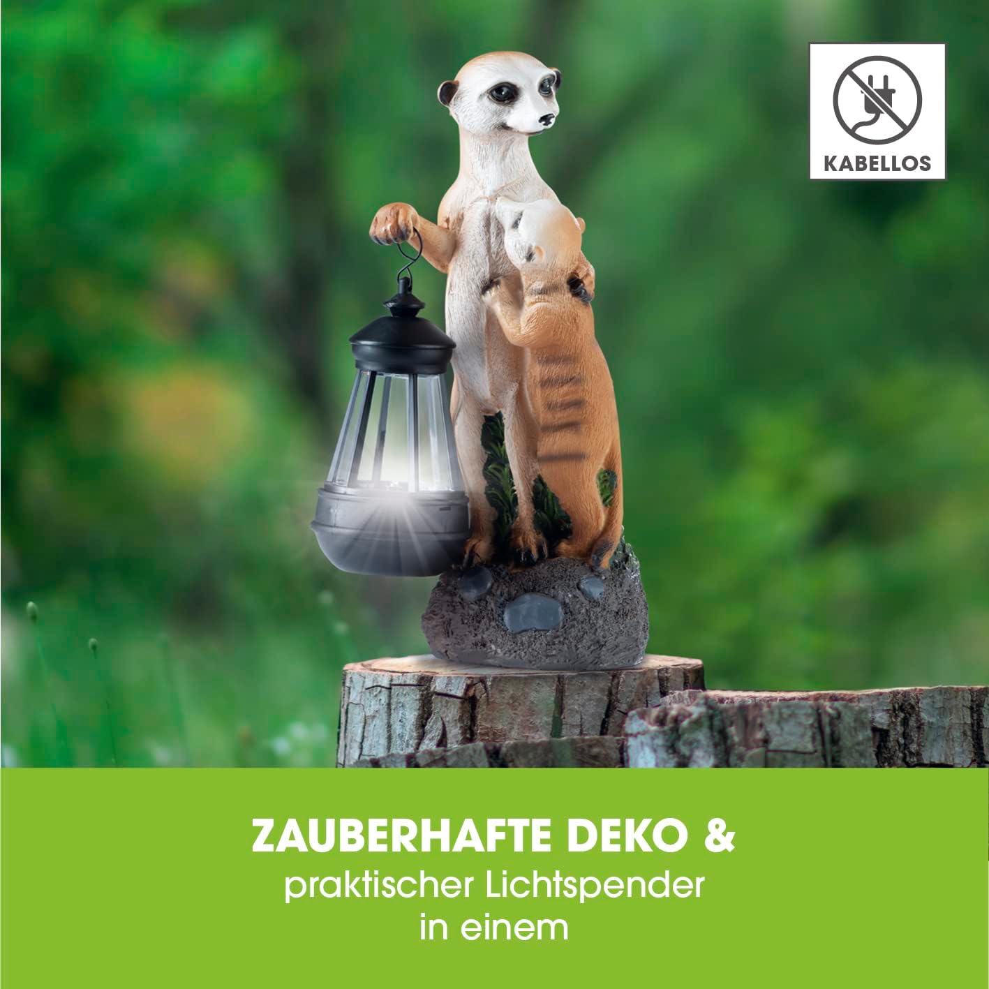EASYmaxx Solar-LED Erdmännchen-Familie | Handbemalt & kabellos mit automatischem Tageslichtsensor | 8 Std. Leuchtdauer | 30 x 14 x 11 cm — Ansicht 4