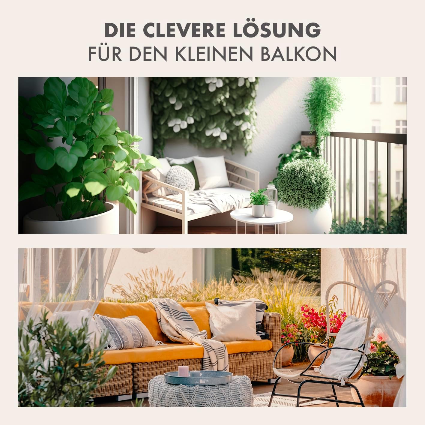 EASYmaxx Sonnenschirm halbrund | 270 x 140 x 235 cm | für Balkon und Terrasse | passgenau für Wände | mit praktischer Handkurbel und Sonnenschutz UV-Schutz 40+ | spendet Schatten — Ansicht 3