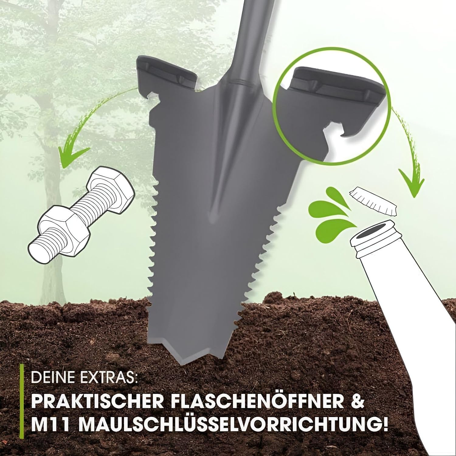 EASYmaxx Spatensäge mit Wurzelsäge | Spaten- & Wurzelsäge grau rot - kraftsparend und ergonomisch geformt | Spatensäge 114cm inklusive Trittkante für die Füße | Gärtner Spaten mit V-förmiger Klinge | EASYmaxx, Wurzeln, Gartenarbeit, kraftsparend, Stahl, ergonomisch, Grabewerkzeug, robust, Spatensäge, Trittkante, V-Klinge — Ansicht 3