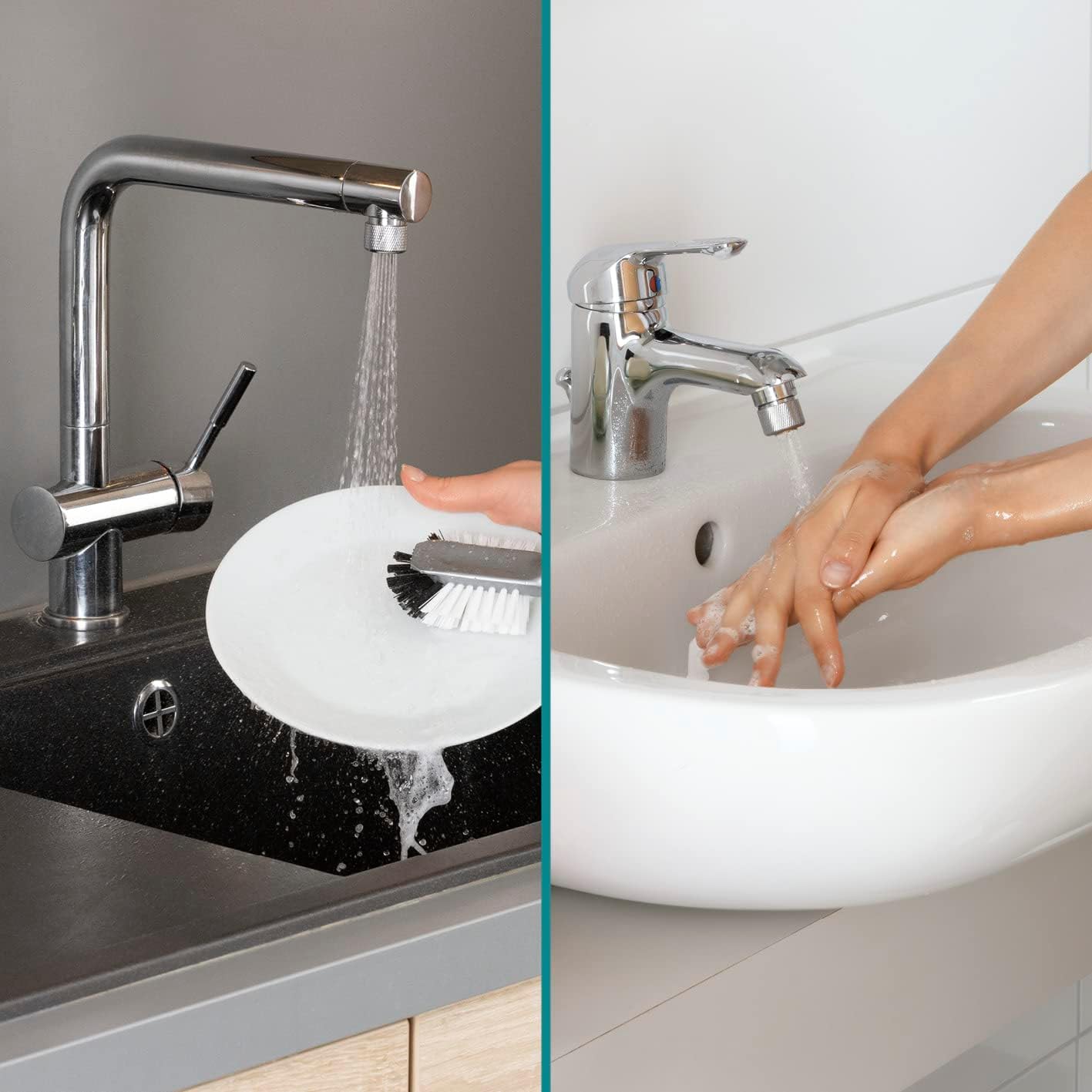 EASYmaxx Strahlregler für Wasserarmaturen | Wasserersparnis bis zu 90% ohne Komfortverlust | Durchflussbegrenzer für Wasserhähne in Küche und Bad | 3,5cm [Edelstahl] — Ansicht 3