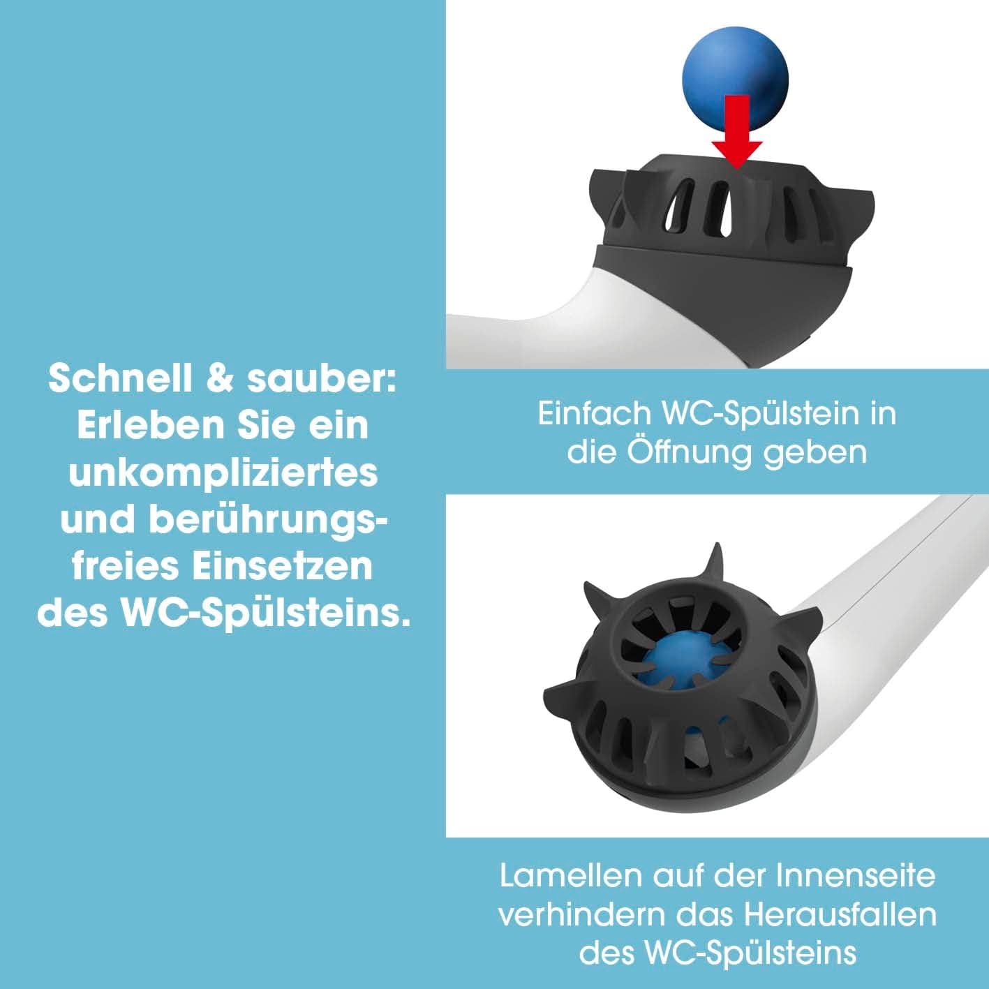 EASYmaxx Toilettenbürste | WC-Bürstenkopf & Spülstein in einem | Kopf abklicken & einfach als WC-Stein nutzen | Silikon-Lamellen für gründliche Flexibilität & Hygiene | Inklusive Bürstenhalter — Ansicht 4