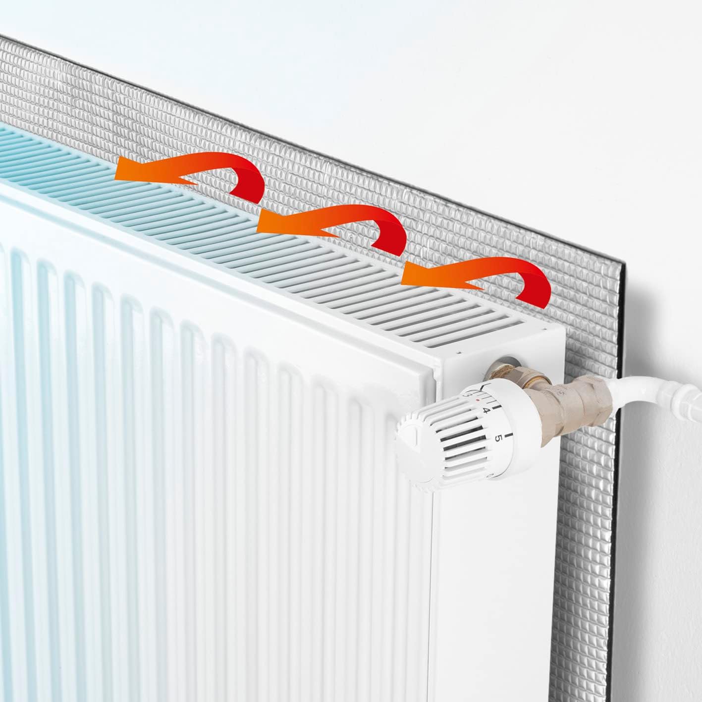 EASYmaxx Wärme-Reflexionsfolie für Heizkörper | Reduziert Wärmeverlust zwischen Wand und Heizkörper | Individuell zuschneidbar - 70x100cm - silber — Ansicht 2