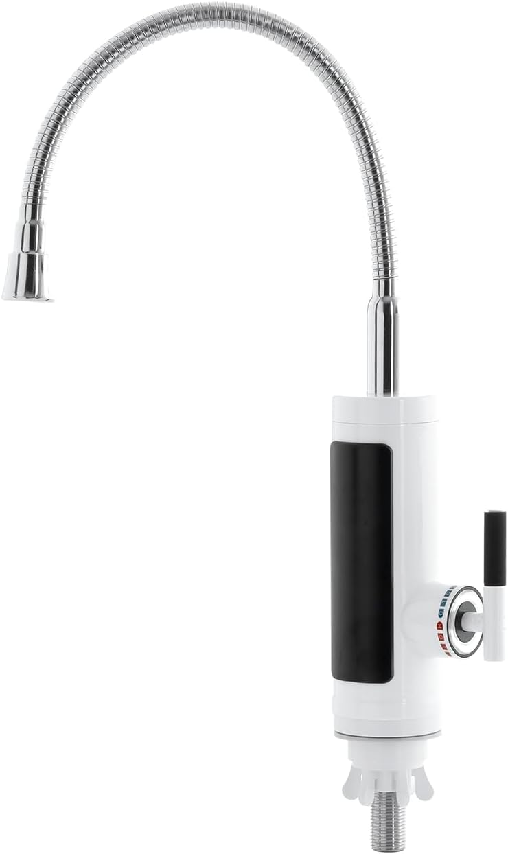EASYmaxx Warm- & Kaltwasserarmatur mit Durchlauferhitzer | Mit digitaler LED-Temperaturanzeige | Ideal für Werkstatt, Garage, Camping, Garten und Terrasse | Unkomplizierte Montage [Weiss/Edelstahl] — Ansicht 6