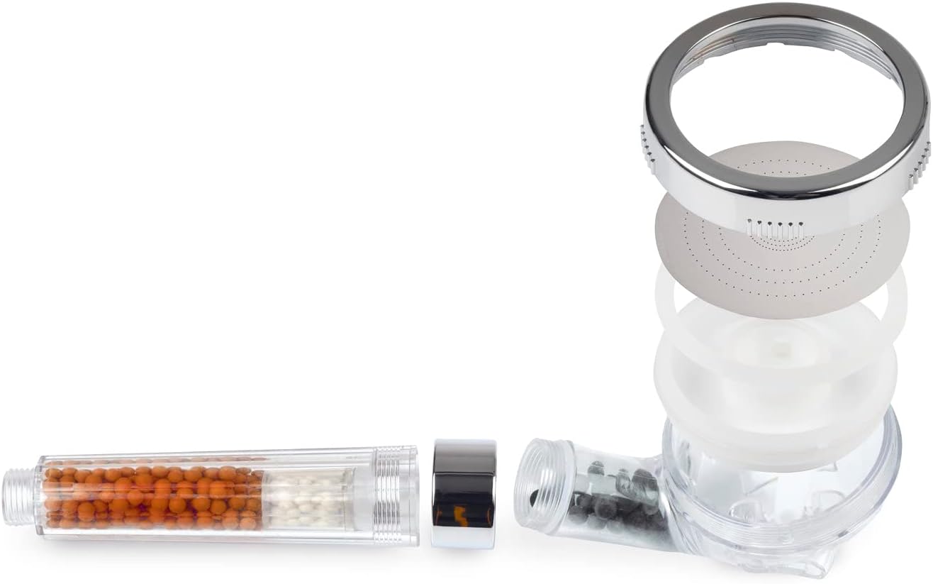 EASYmaxx Wellness-Duschkopf mit Mineralperlen & 3 Wasserstrahl-Modi | Spart 30% Wasser bei ca. 50% mehr Wasserdruck | 344 Mikrodüsen, natürliche Wasserfilterfunktion, für alle 1/2 Zoll Anschlüsse — Ansicht 5