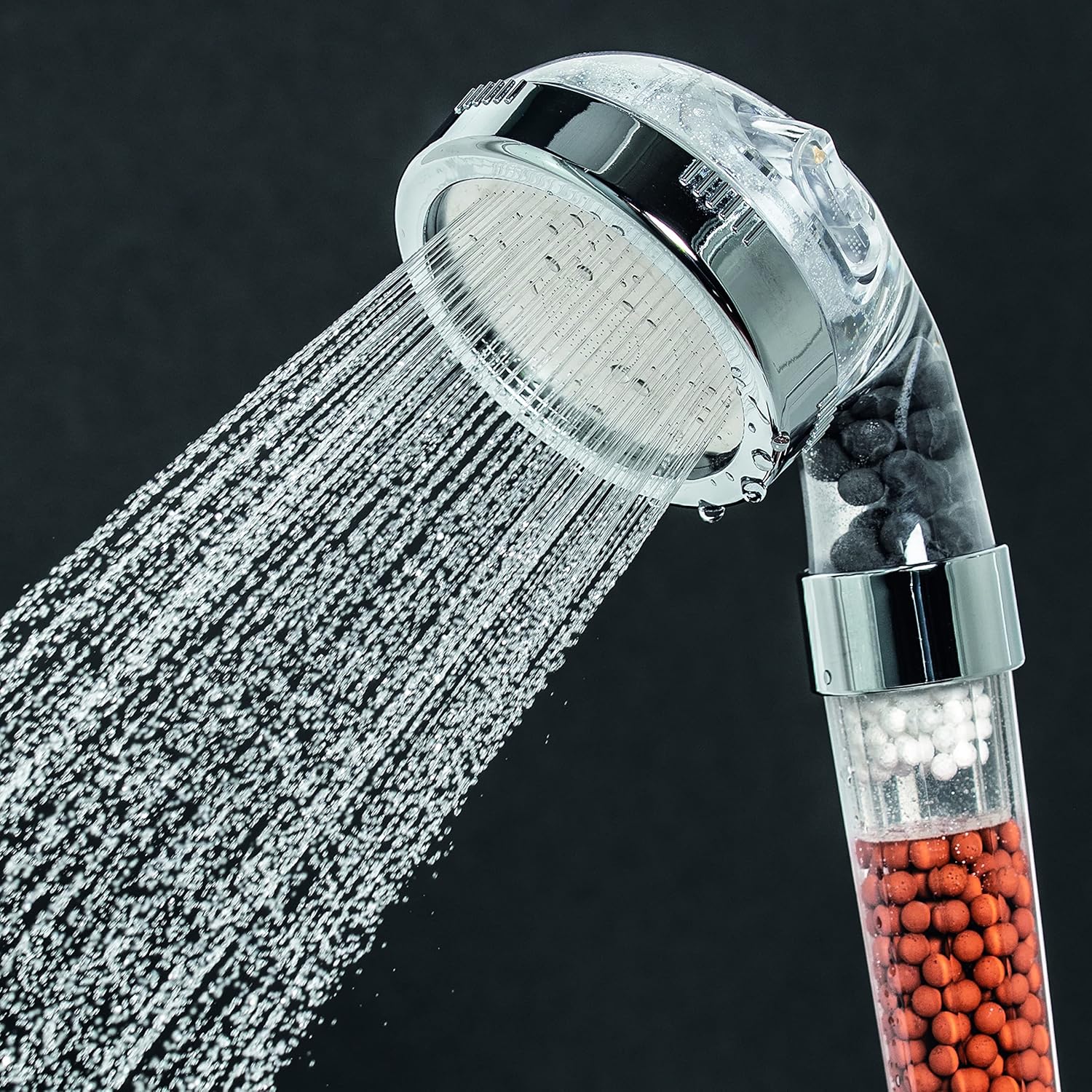 EASYmaxx Wellness-Duschkopf mit Mineralperlen & 3 Wasserstrahl-Modi | Spart 30% Wasser bei ca. 50% mehr Wasserdruck | 344 Mikrodüsen, natürliche Wasserfilterfunktion, für alle 1/2 Zoll Anschlüsse — Ansicht 6