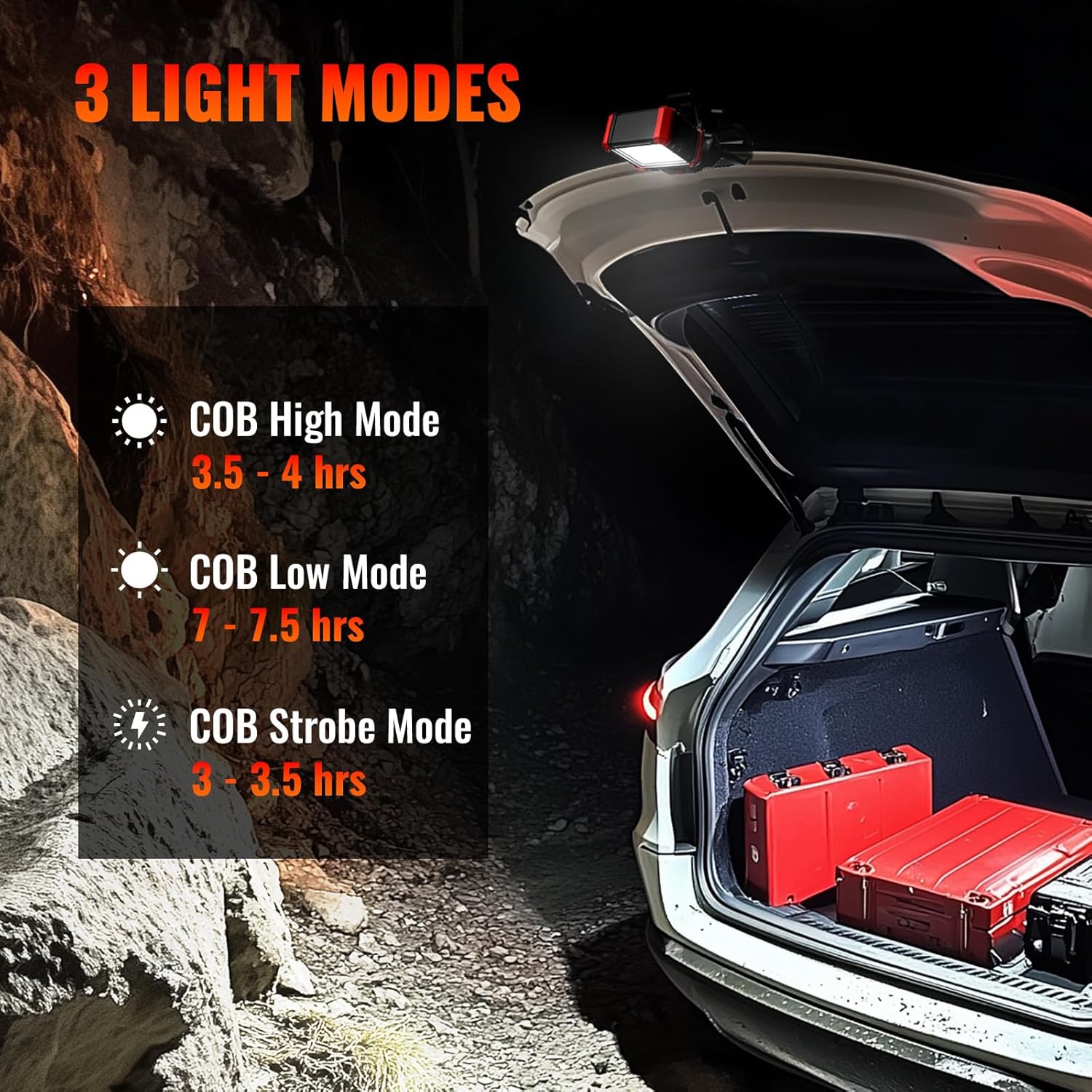 EASYMAXX Wiederaufladbare LED-Arbeitsleuchte mit Klemme, 2100 lm COB, magnetisch, zum Anklipsen, 270 ° drehbar, mit mobilem Ladegerät, tragbare Klemm-Arbeitsleuchte für Boote, Autoreparatur — Ansicht 3